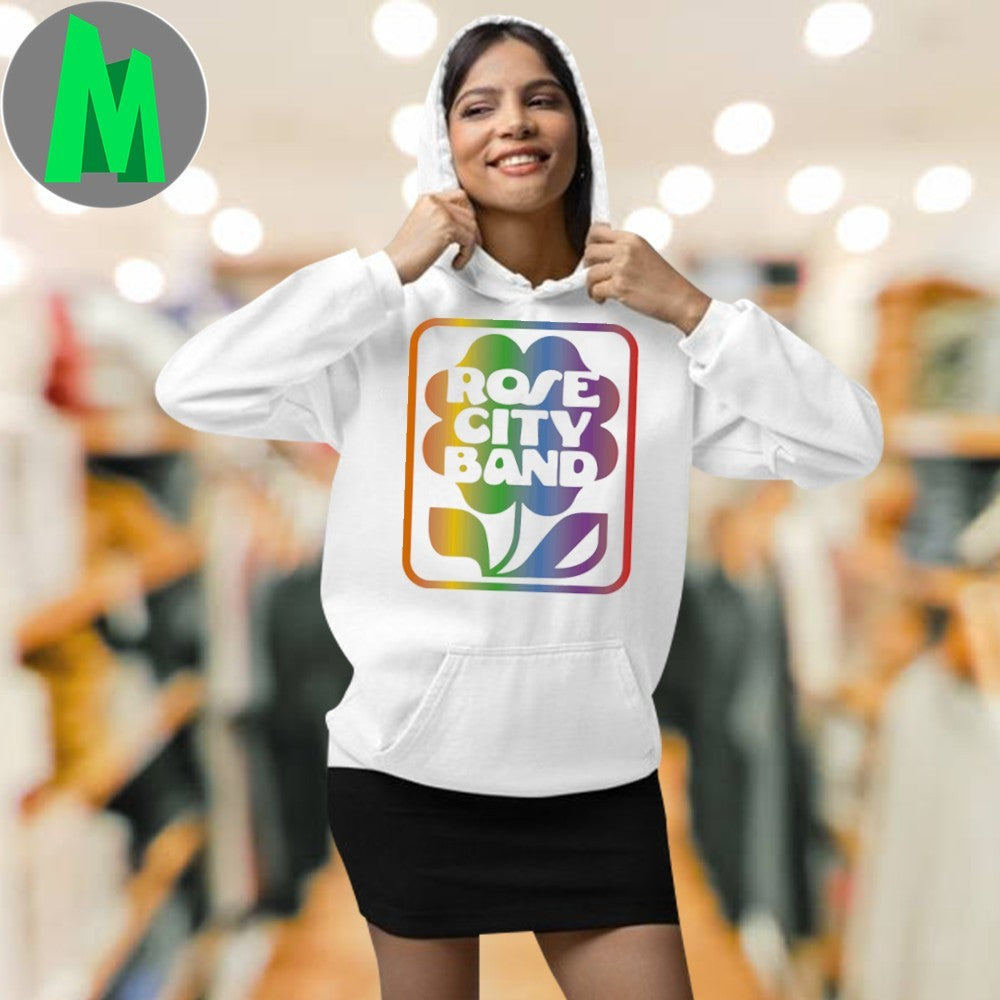 Rose City Band Rainbow Pride Logo T-Shirt Indie Rock Music Fan Tee