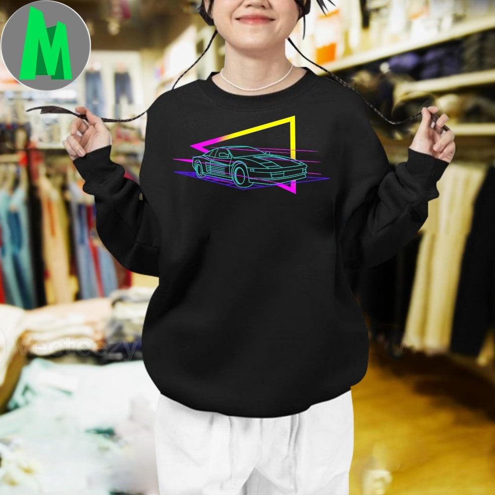 Rossawave II Retro 80s Neon Sports Car Graphic T-Shirt