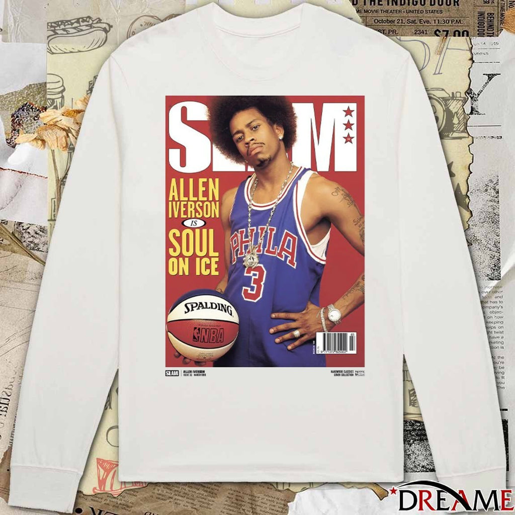 SLAM Hardwood Classics Cover – Philadelphia 76ers Allen Iverson Is Soul On Ice t-shirt