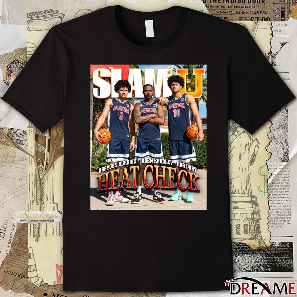 SLAM U Arizona MBB Brayden Burries, Jaden Bradley and Koa Peat Heat Check Poster t-shirt