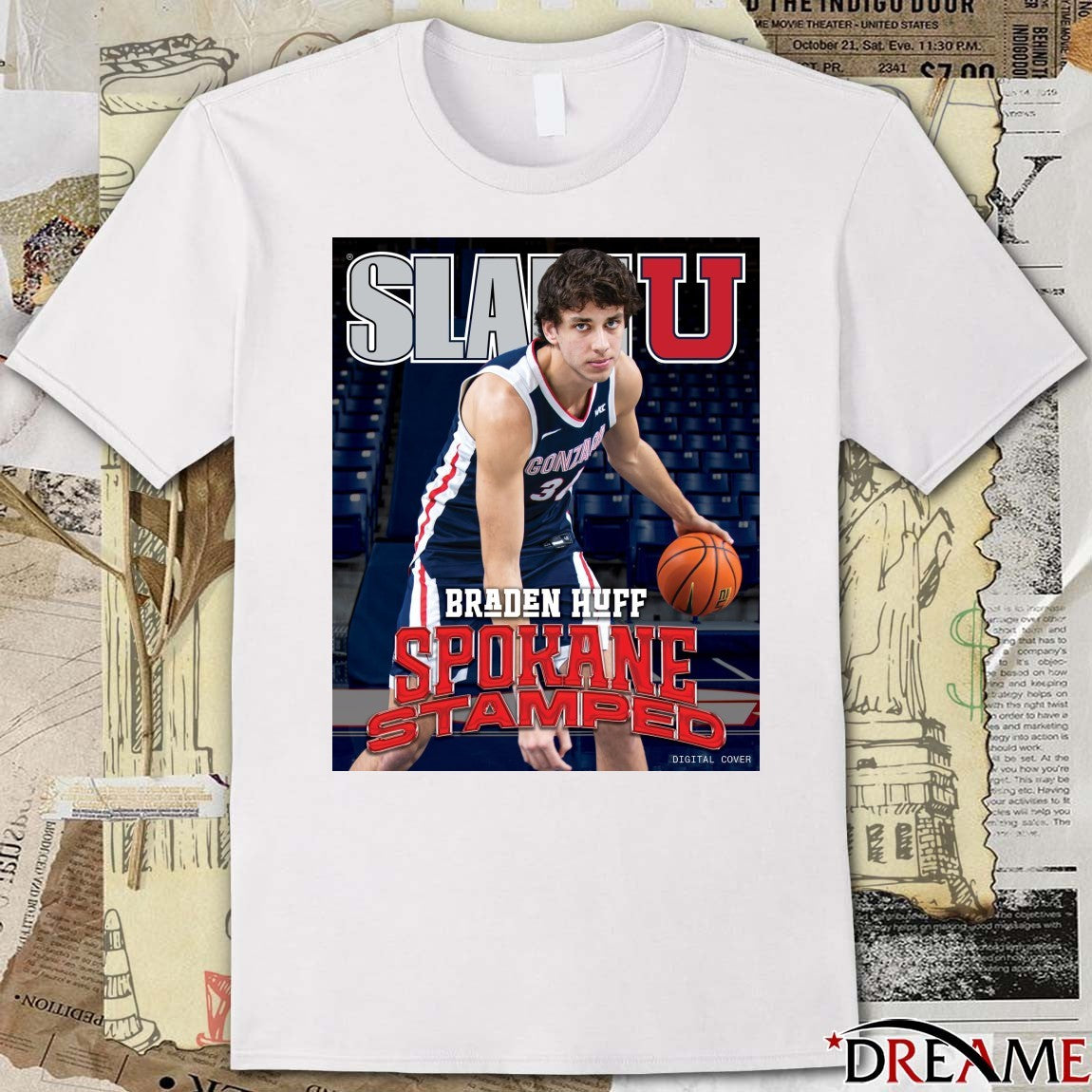SLAM U Braden Huff Gonzaga Bulldogs Basketball Beware Of The Dogs Poster t-shirt