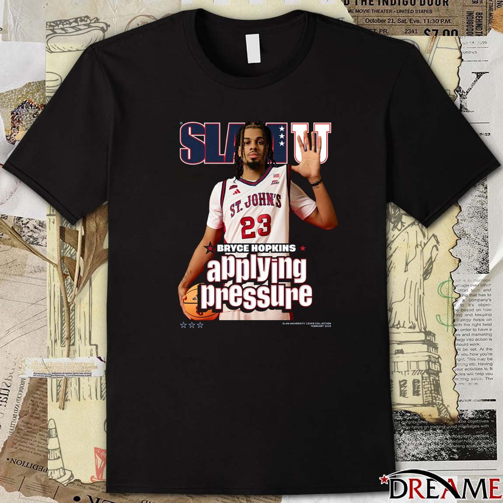 SLAM U St. John’s MBB Applying Pressure Bryce Hopkins t-shirt