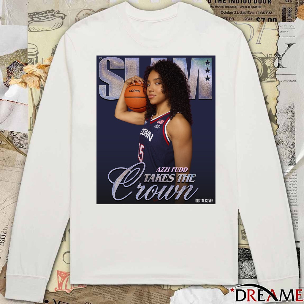 SLAM magazine College Basketball Player Azzi Fudd Takes The Crown Uconn Huskies 2025 Poster t-shirt