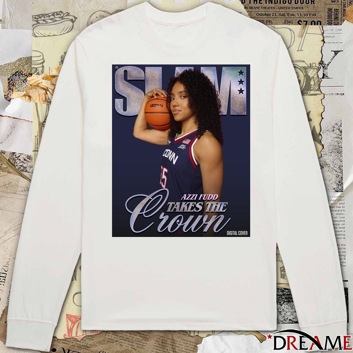 SLAM magazine College Basketball Player Azzi Fudd Takes The Crown Uconn Huskies 2025 Poster t-shirt