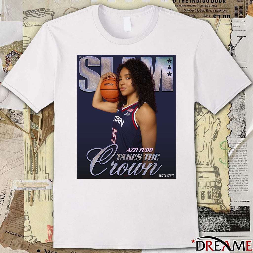 SLAM magazine College Basketball Player Azzi Fudd Takes The Crown Uconn Huskies 2025 Poster t-shirt