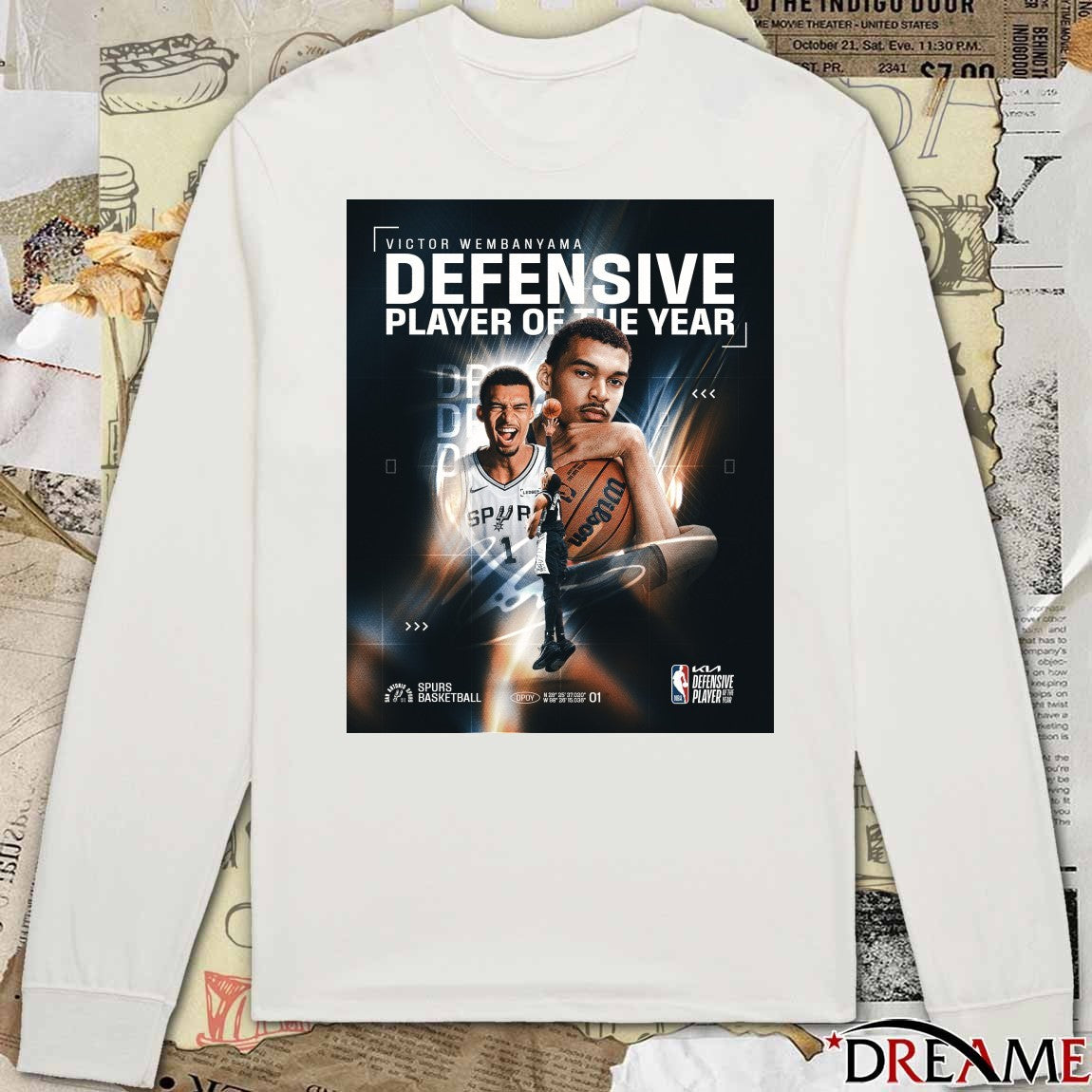 San Antonio Spurs Victor Wembanyama Kia NBA Defensive Player of the Year 2025-26 Poster t-shirt