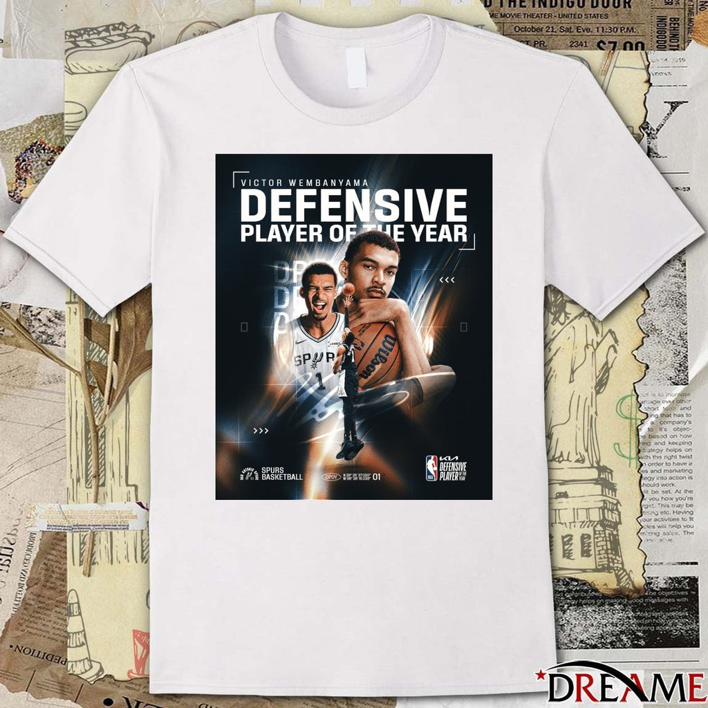 San Antonio Spurs Victor Wembanyama Kia NBA Defensive Player of the Year 2025-26 Poster t-shirt