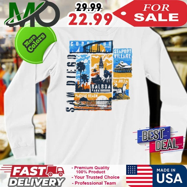 San Diego Collage Kona Coffee Dyed Shirt