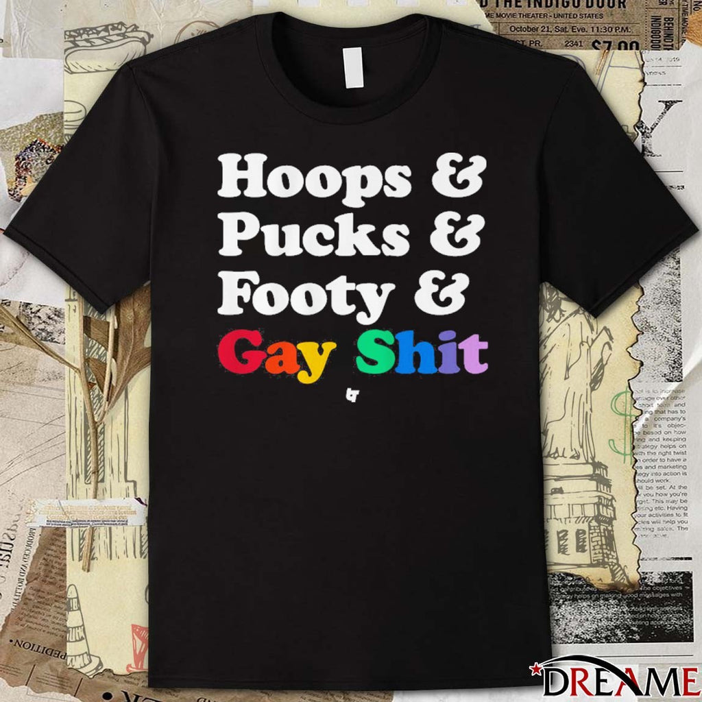 Sarah Spain Hoops and Pucks and Footy and Gay Shit t-shirt