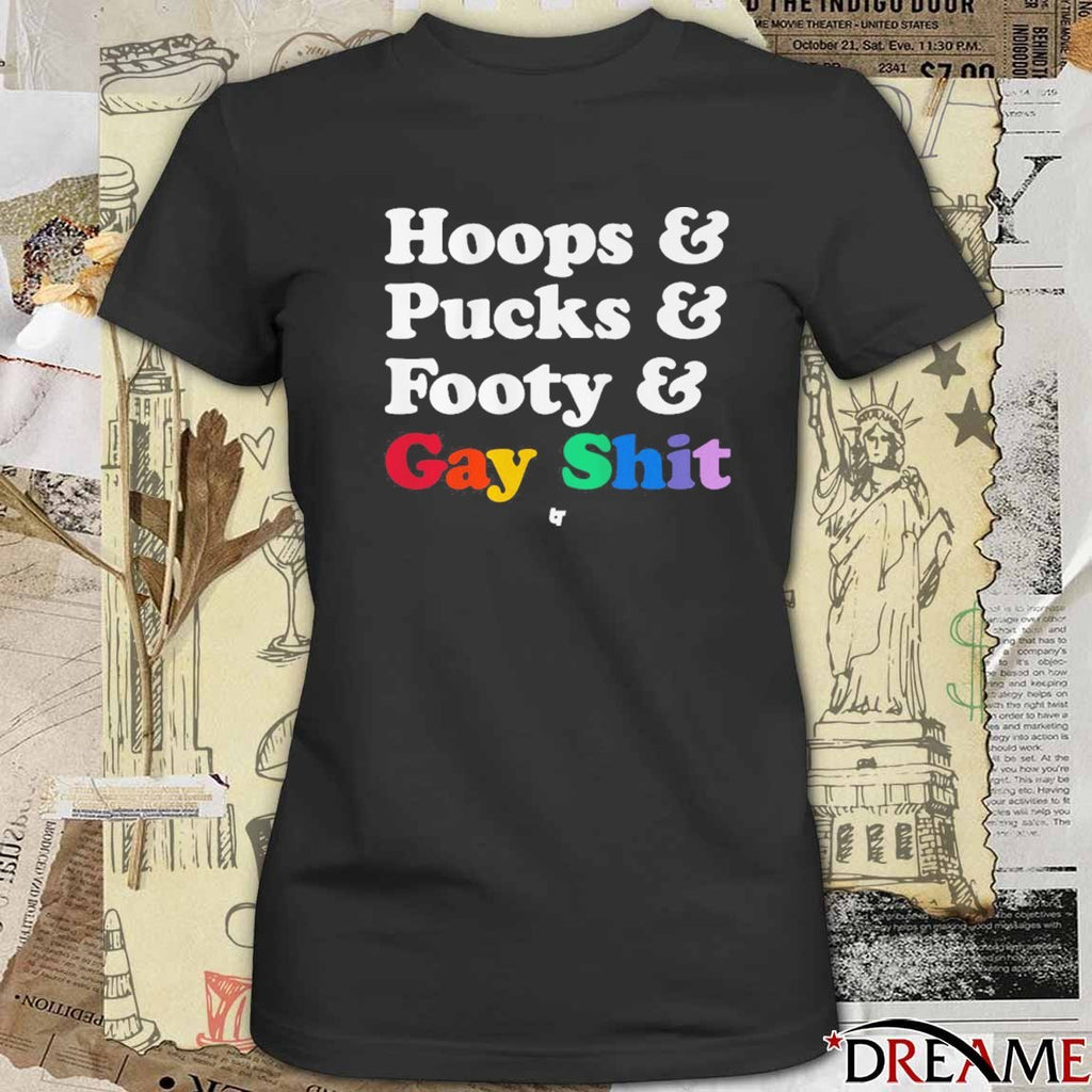 Sarah Spain Hoops and Pucks and Footy and Gay Shit t-shirt