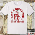 Save A Reindeer Ride A Cowboy Ugly Christmas Sweater 2025 t-shirt