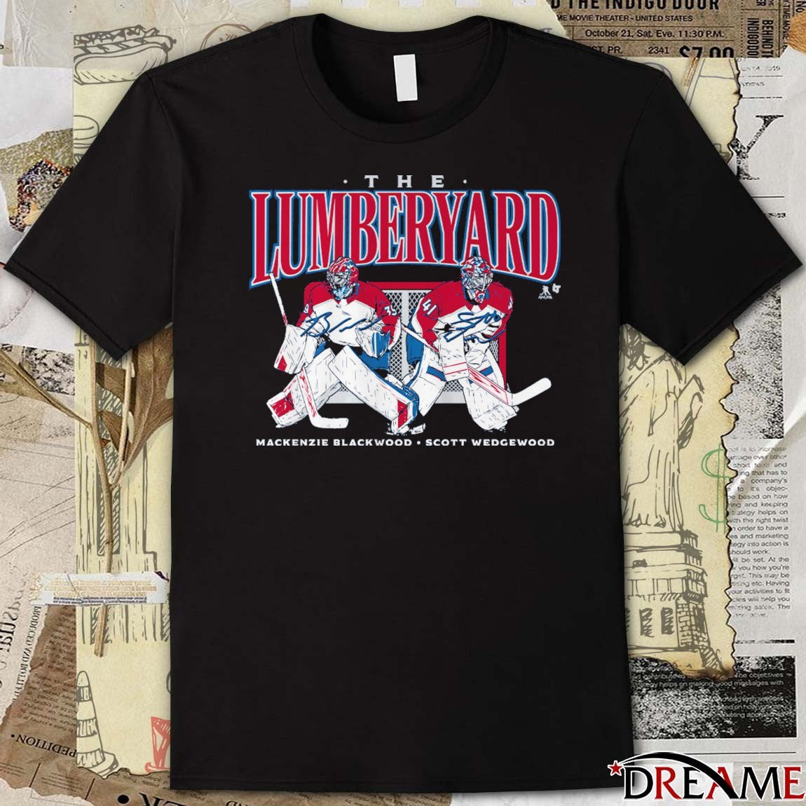 Scott Wedgewood and Mackenzie Blackwood The Lumberyard Colorado Avalanche t-shirt