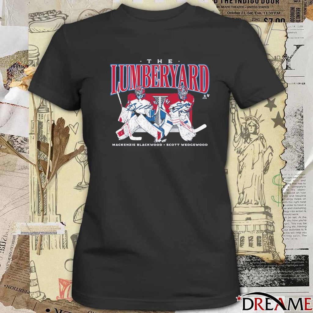 Scott Wedgewood and Mackenzie Blackwood The Lumberyard Colorado Avalanche t-shirt