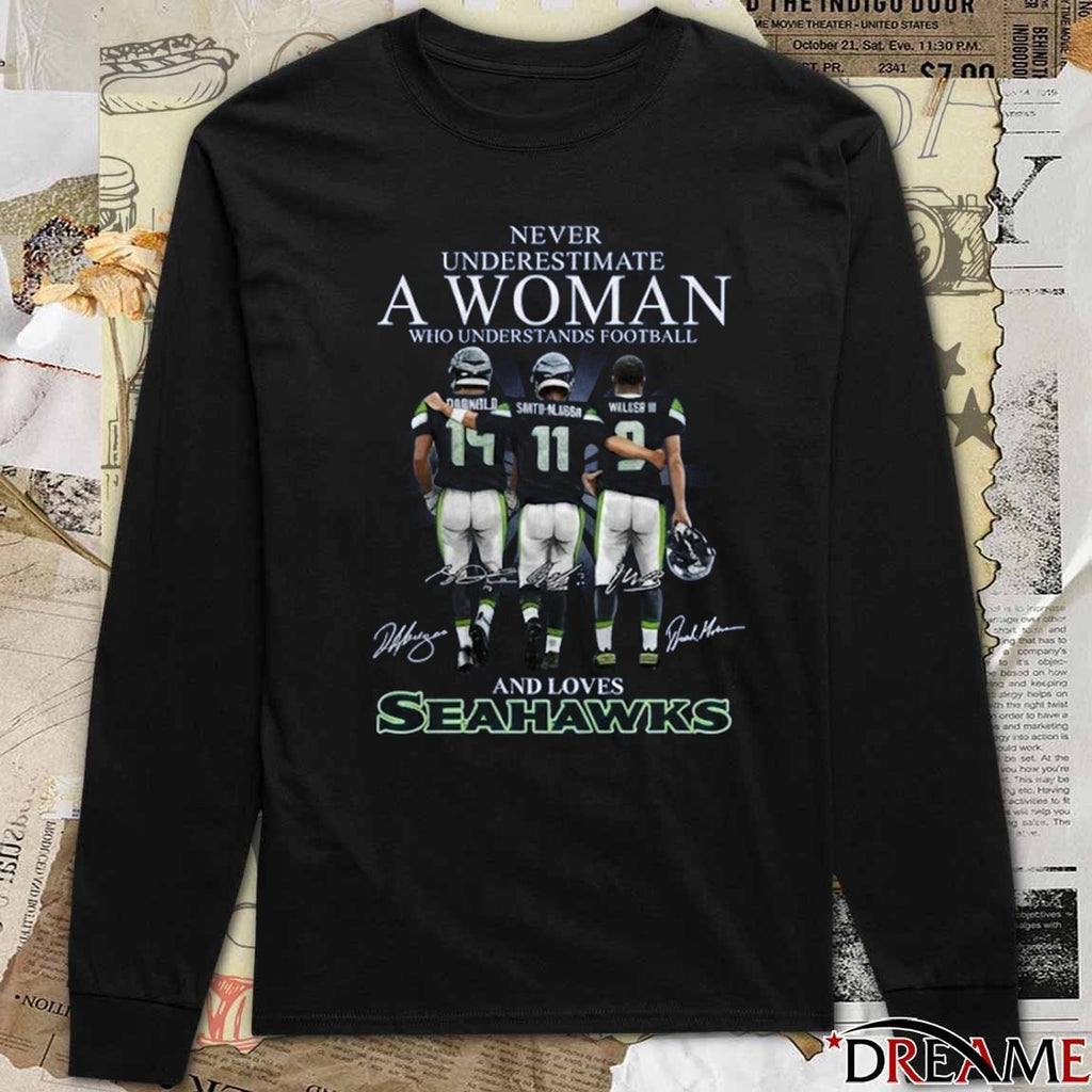Seahawks Darnold Smith-Njigba Wilson III Never Underestimate A Woman Who Understands Football Signatures t-shirt