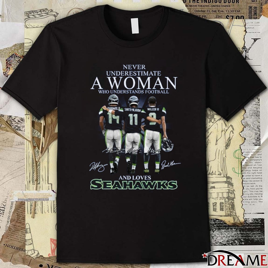 Seahawks Darnold Smith-Njigba Wilson III Never Underestimate A Woman Who Understands Football Signatures t-shirt