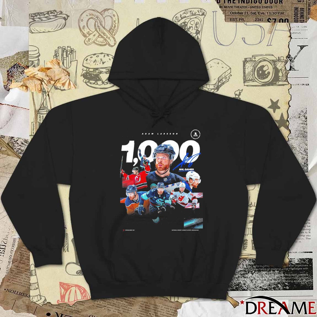 Seattle Kraken Adam Larsson 1,000 NHL Games Signature t-shirt