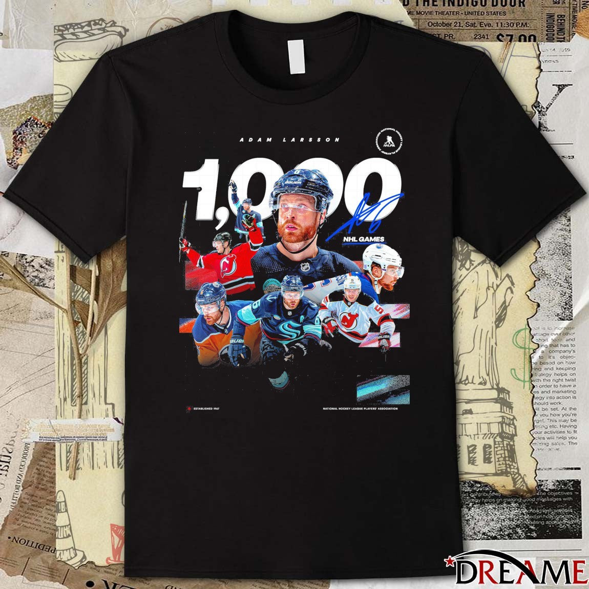 Seattle Kraken Adam Larsson 1,000 NHL Games Signature t-shirt