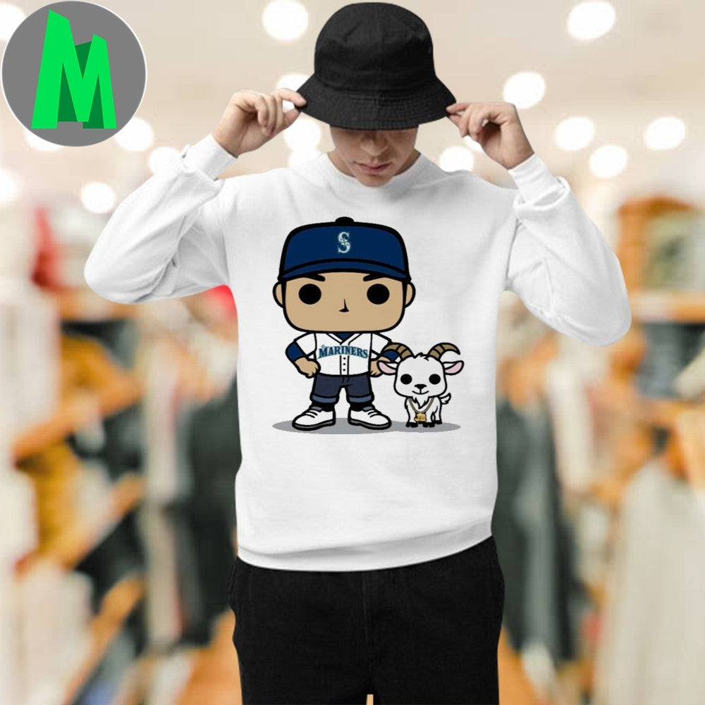 Seattle Mariners GOAT Night Funko Pop Style Baseball Player & Goat T-Shirt