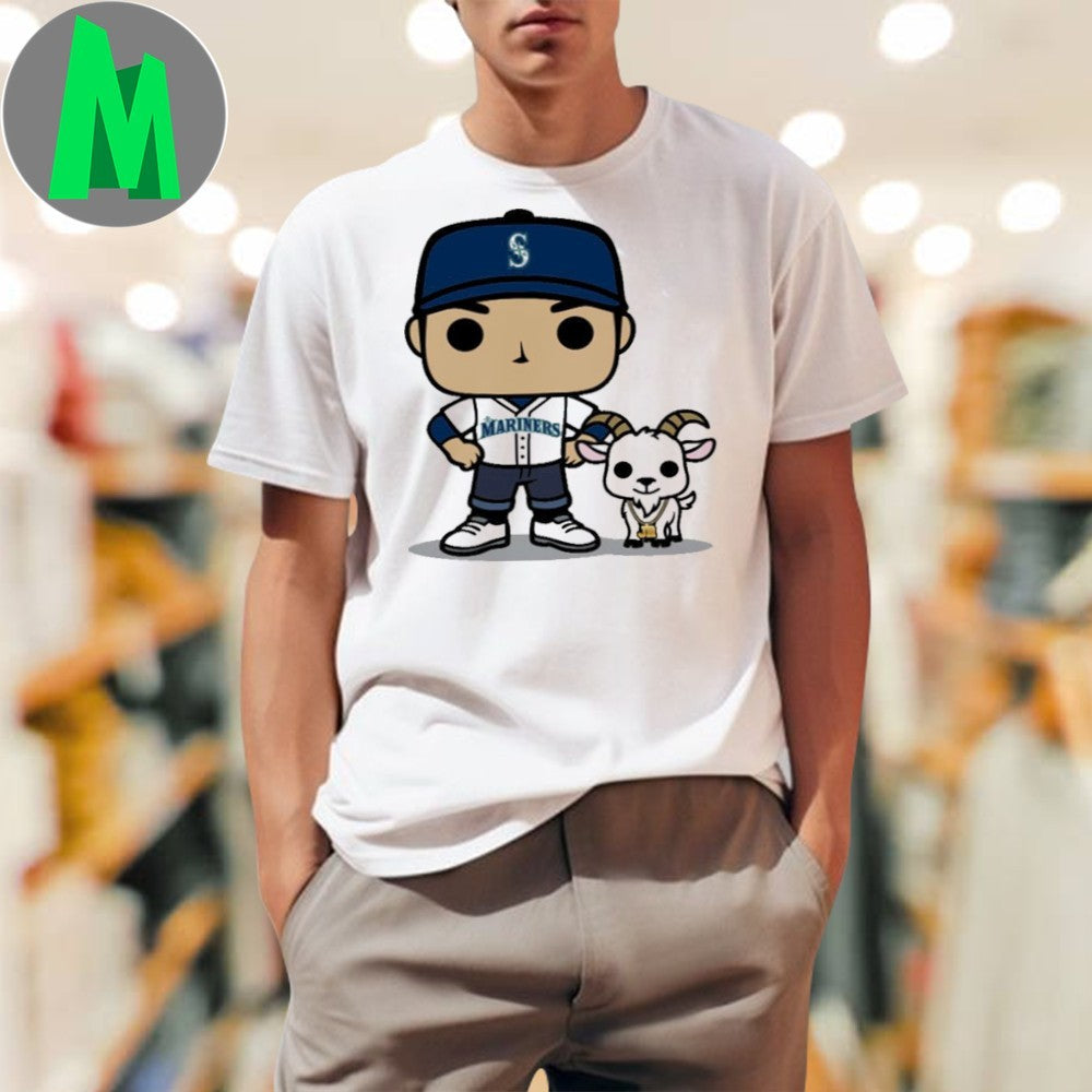 Seattle Mariners GOAT Night Funko Pop Style Baseball Player & Goat T-Shirt