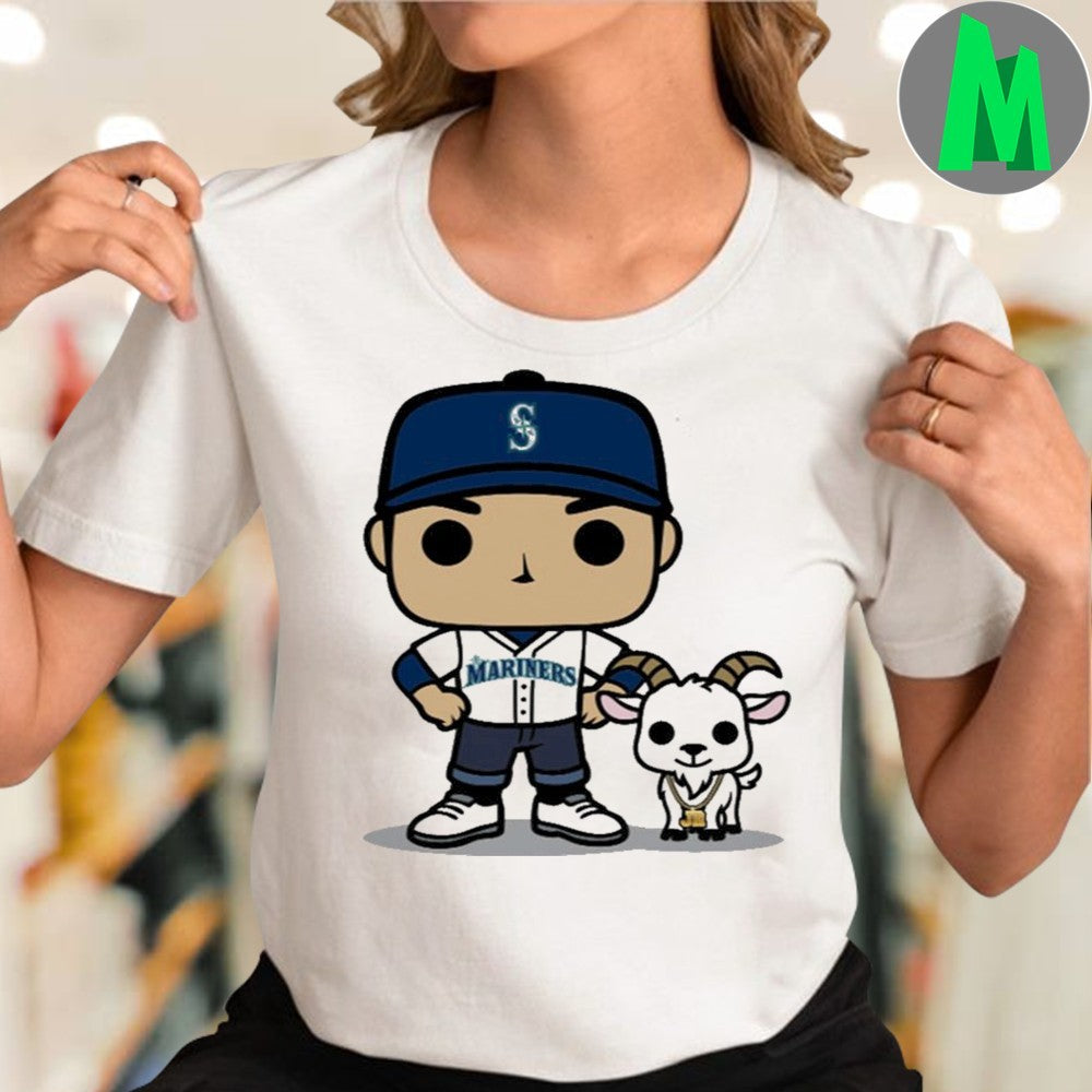 Seattle Mariners GOAT Night Funko Pop Style Baseball Player & Goat T-Shirt