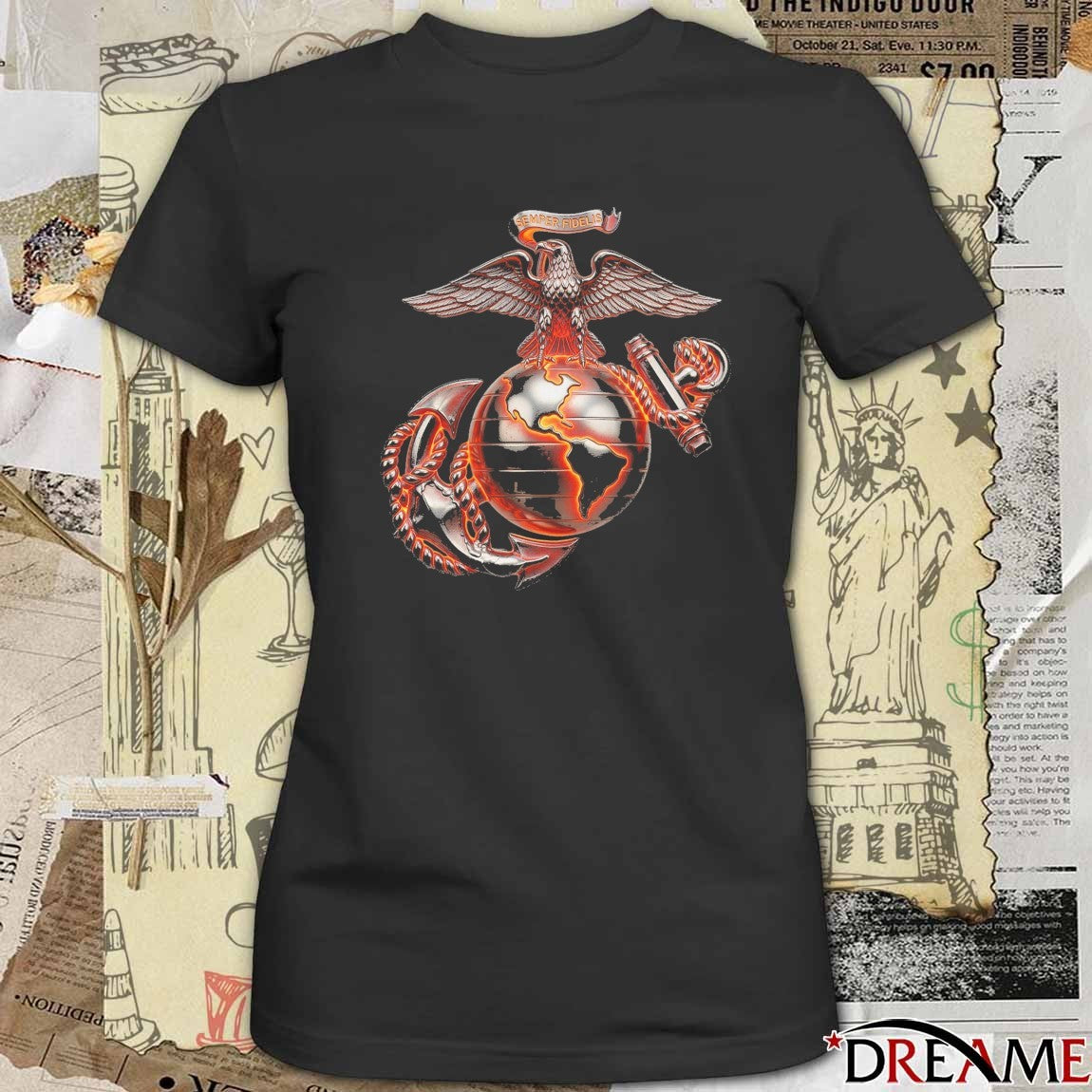 Semper Fidelis Molten Steel Eagle Globe & Anchor t-shirt