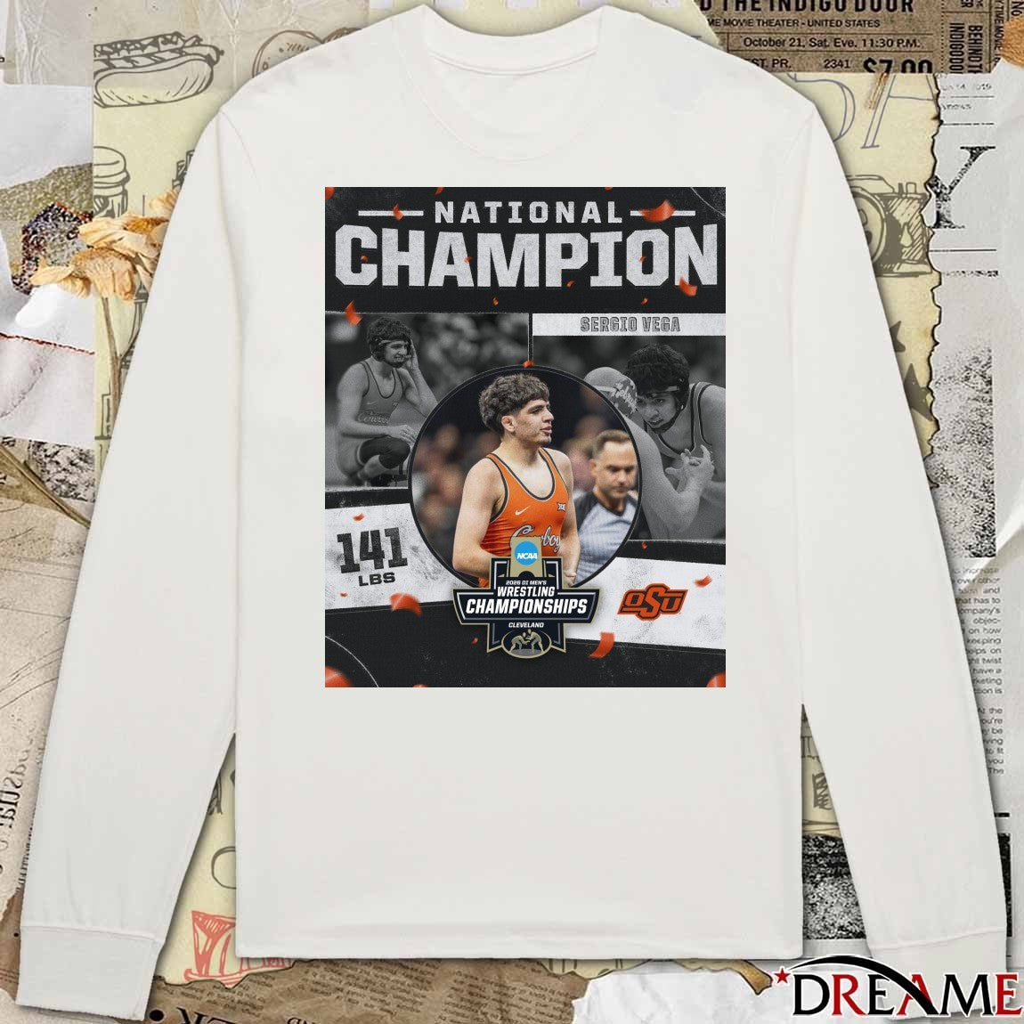 Sergio Vega 2026 NCAA Men’s Wrestling National Champion 141 lbs Oklahoma State Cowboys t-shirt