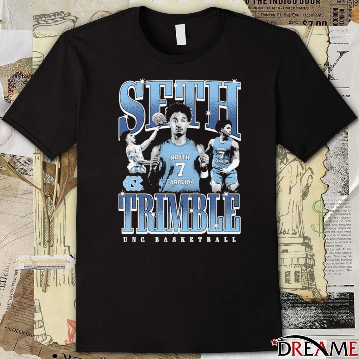 Seth Trimble Throwback Retro North Carolina Tar Heels Basketball 2026 t-shirt