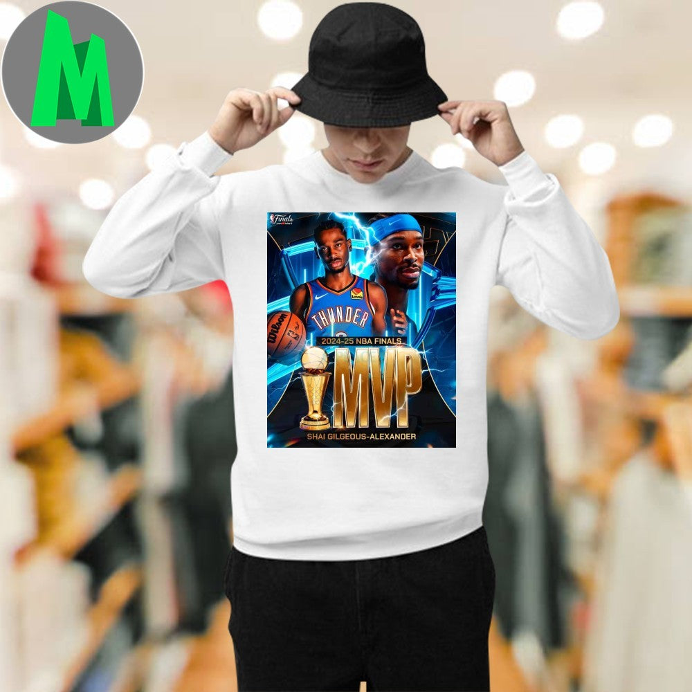 Shai Gilgeous Alexander 2025 Nba Finals Mvp Electric Thunder Tribute Shirt