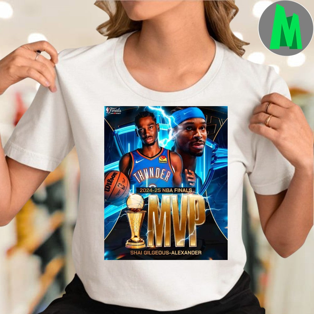 Shai Gilgeous Alexander 2025 Nba Finals Mvp Electric Thunder Tribute Shirt