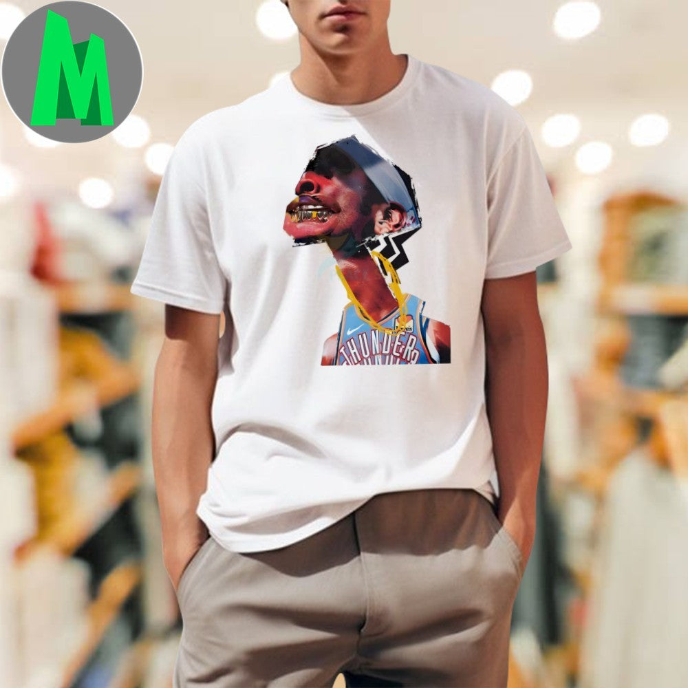 Shai Gilgeous Alexander Thunder Experimental Mixed Media Collage Shirt