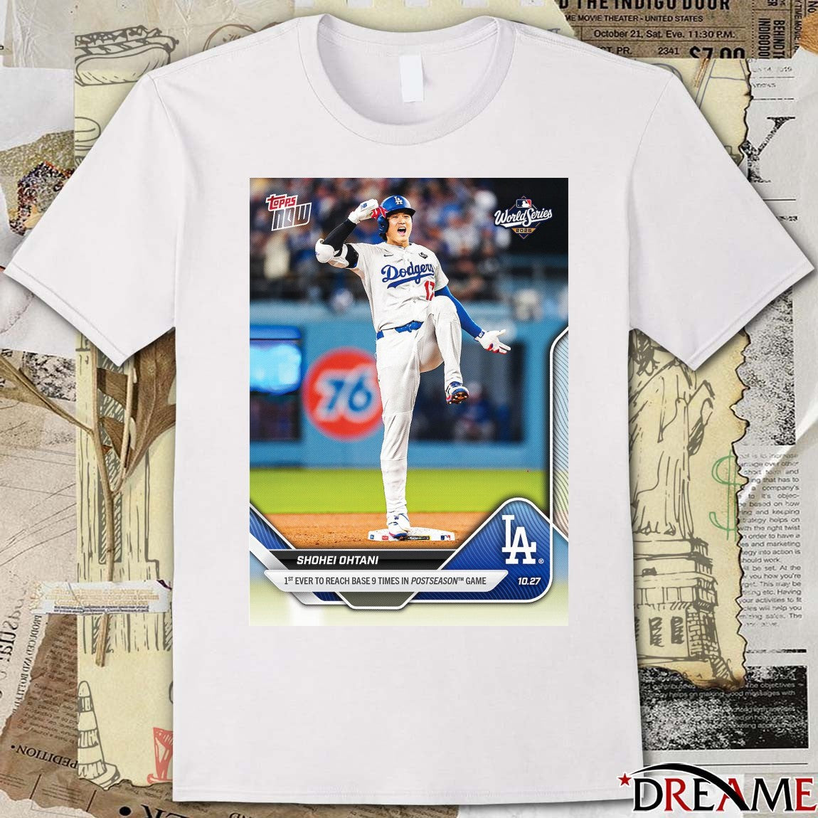 Shohei Ohtani 2025 MLB Topps Los Angeles Dodgers 1st Ever To Reach Base 9 Times In Postseason Game t-shirt