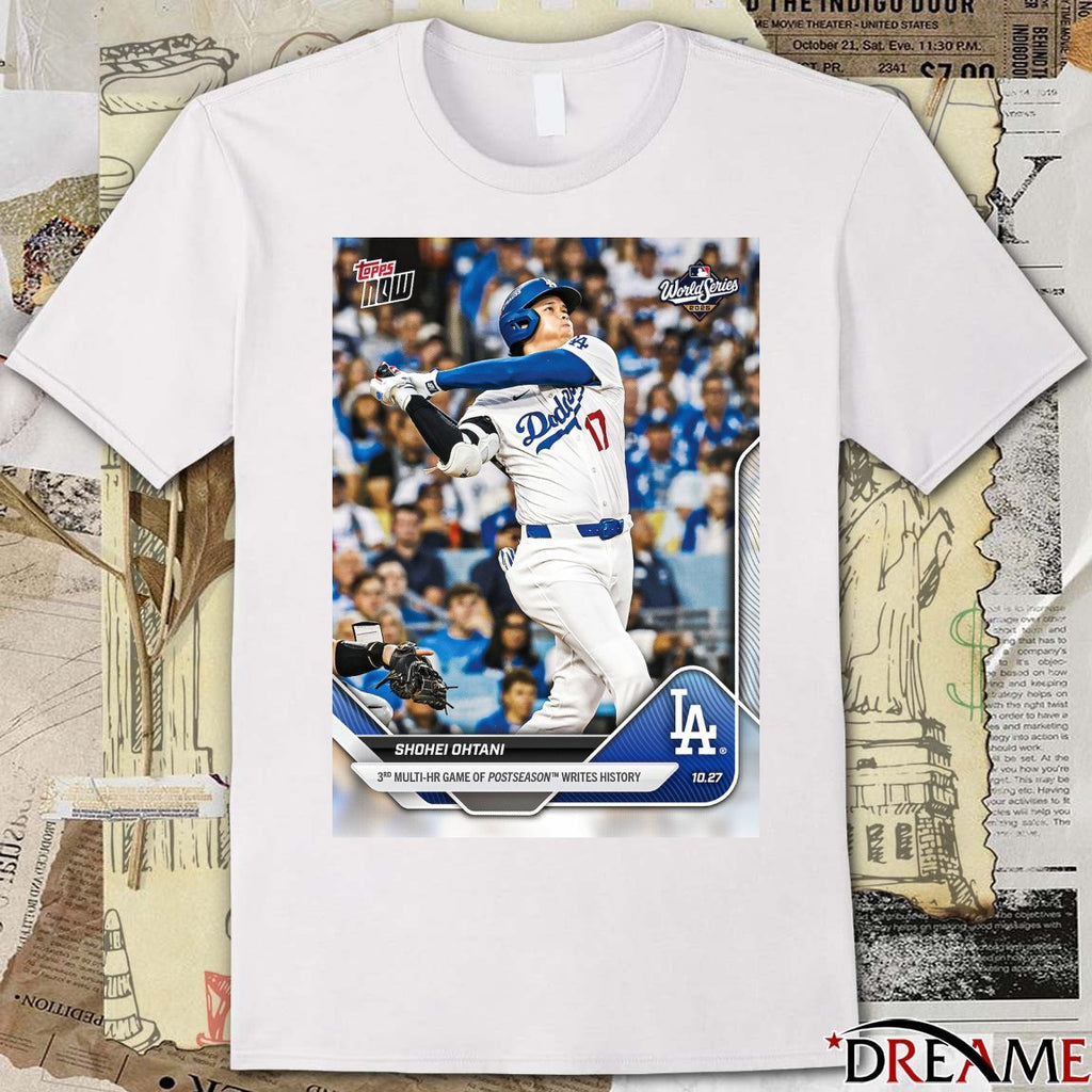 Shohei Ohtani 2025 MLB Topps Los Angeles Dodgers 3rd Multi-HR Game Of Postseason Writes History t-shirt