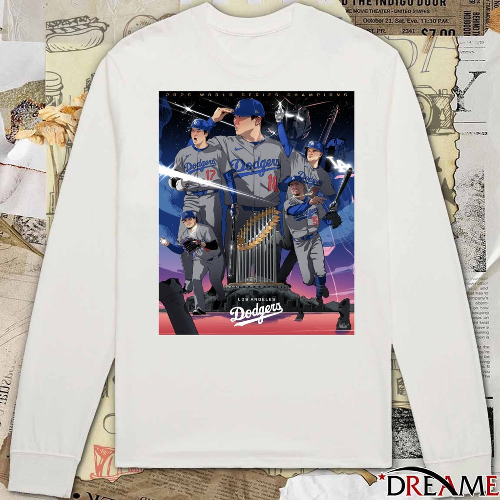 Shohei Ohtani and Yoshinobu Yamamoto Los Angeles Dodgers Defeat Toronto Blue Jays 2025 World Series Champions Poster t-shirt