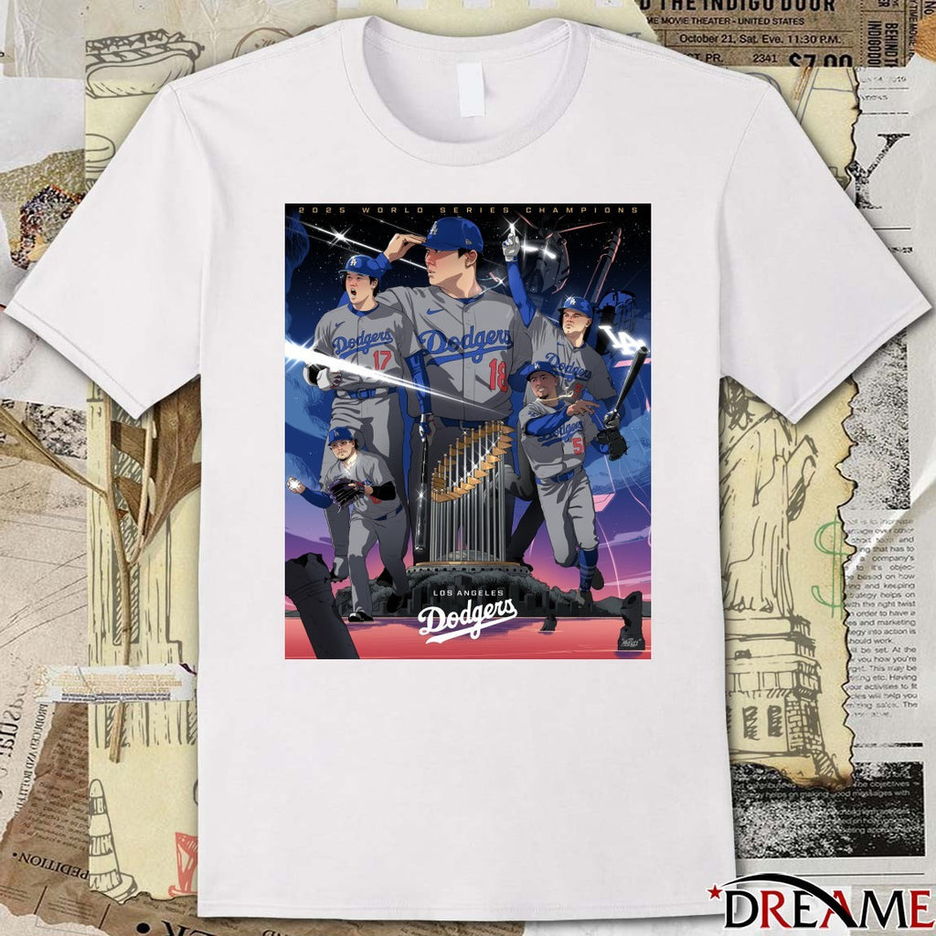 Shohei Ohtani and Yoshinobu Yamamoto Los Angeles Dodgers Defeat Toronto Blue Jays 2025 World Series Champions Poster t-shirt