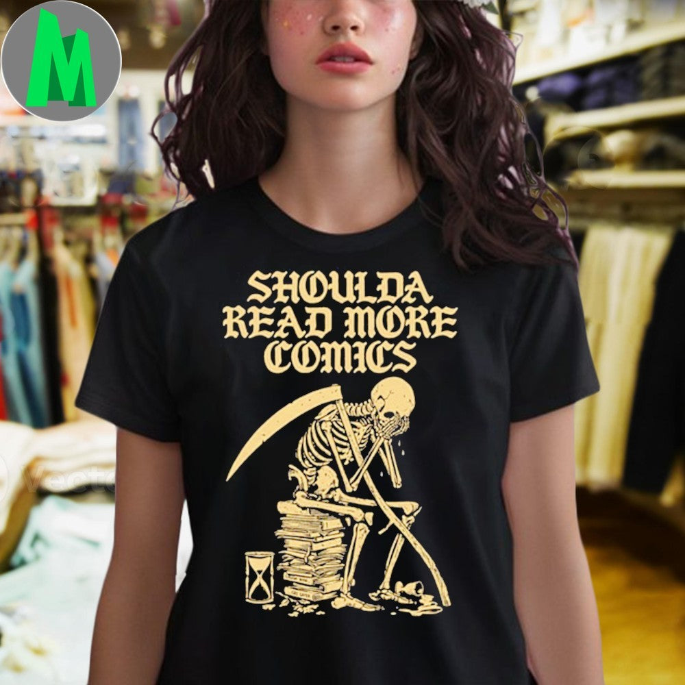 Shoulda Read More Comics Grim Reaper Skeleton Graphic T-Shirt