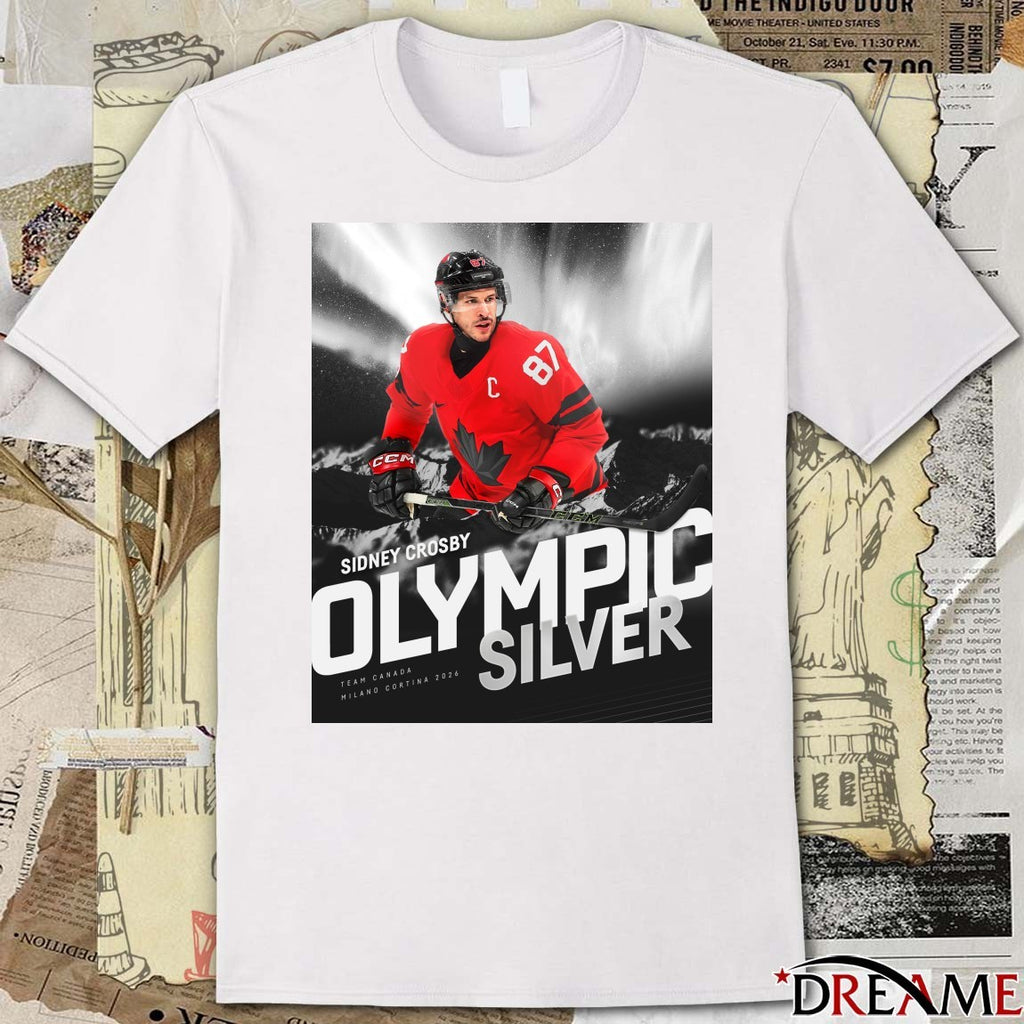 Sidney Crosby Olympic Silver Team Canada Milano Cortina 2026 3x Medalist t-shirt