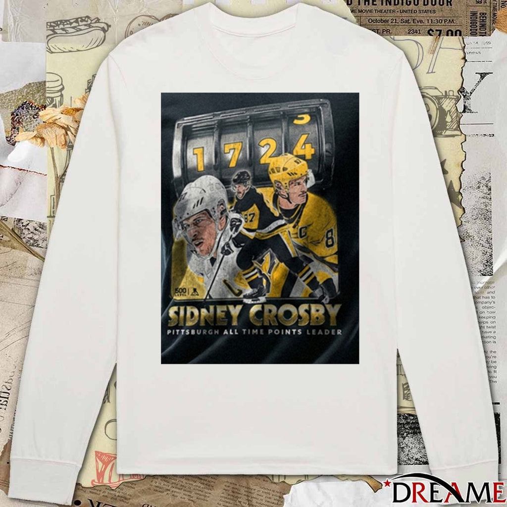 Sidney Crosby Pittsburgh Penguins 1,724 Pittsburgh All Time Points Leader t-shirt