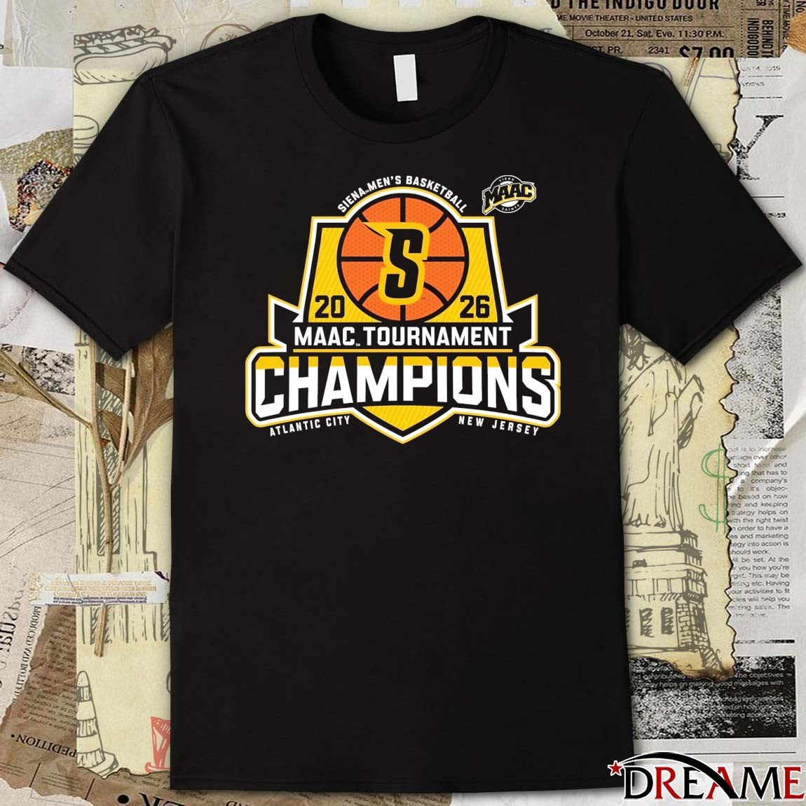 Siena Saints University Men’s Basketball 2026 MAAC Tournament Champions Atlantic City t-shirt