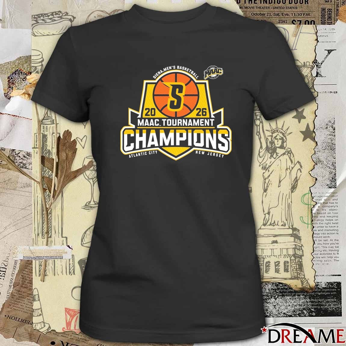 Siena Saints University Men’s Basketball 2026 MAAC Tournament Champions Atlantic City t-shirt