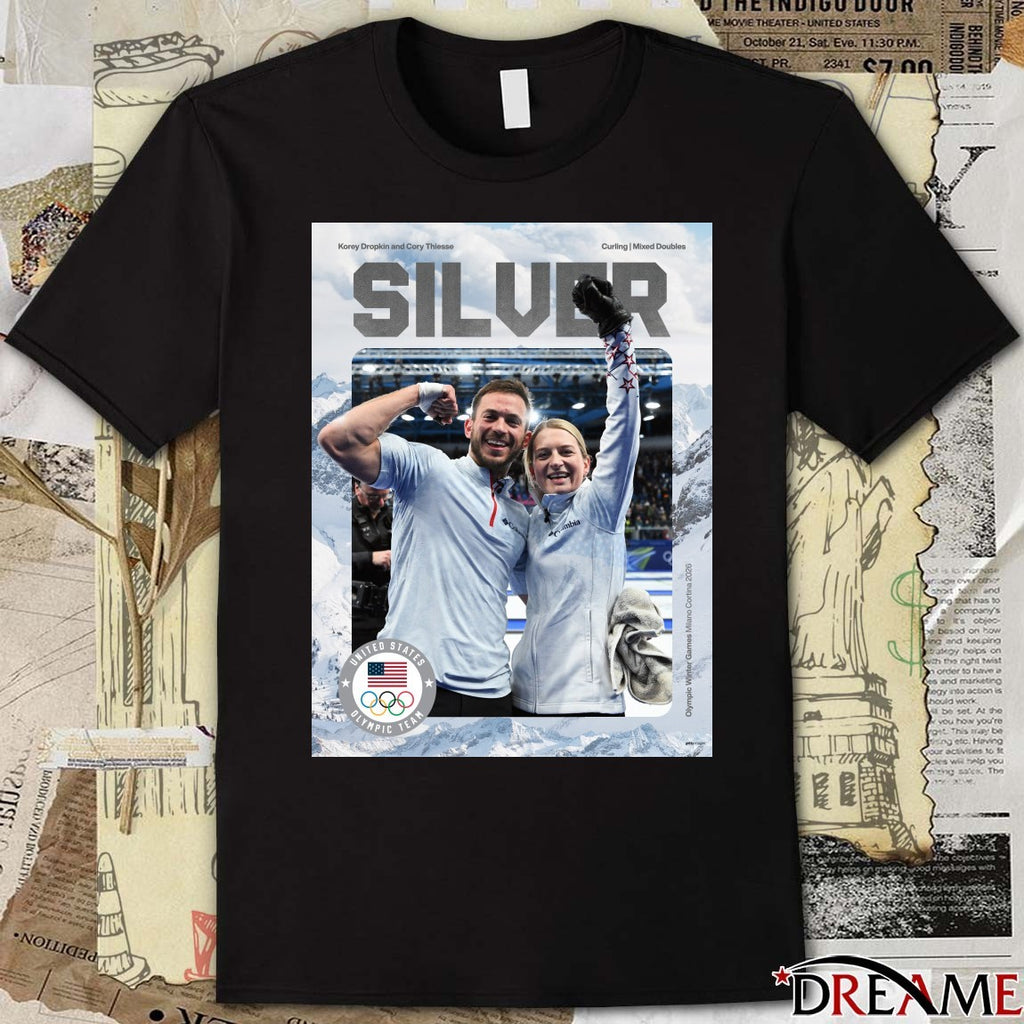Silver Korey Dropkin And Cory Thiesse Curling Mixed Doubles 2026 Poster t-shirt
