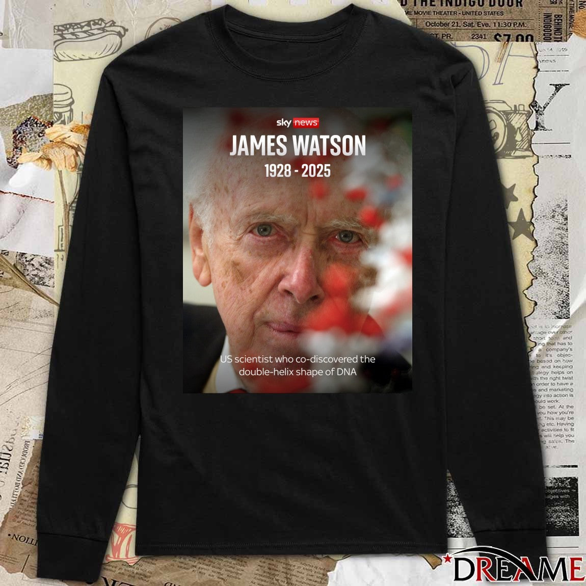 Sky News James Watson 1928 – 2025 US scientist who co-discovered the double-helix shape of DNA t-shirt