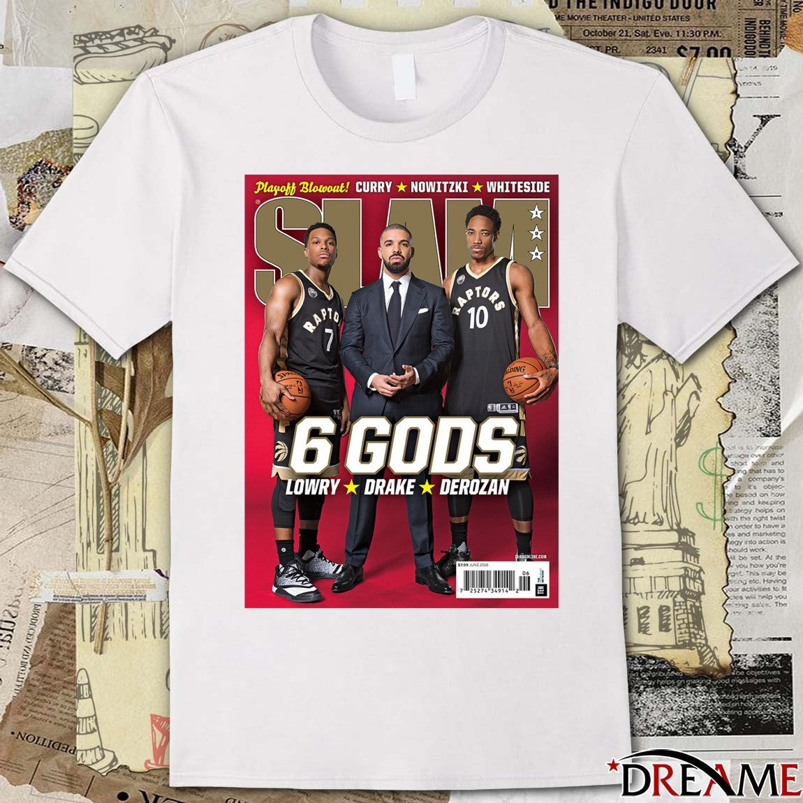 Slam 6 Gods Lowry, Drake and Derozan Playoff Blowout Curry Nowitzki Whiteside t-shirt