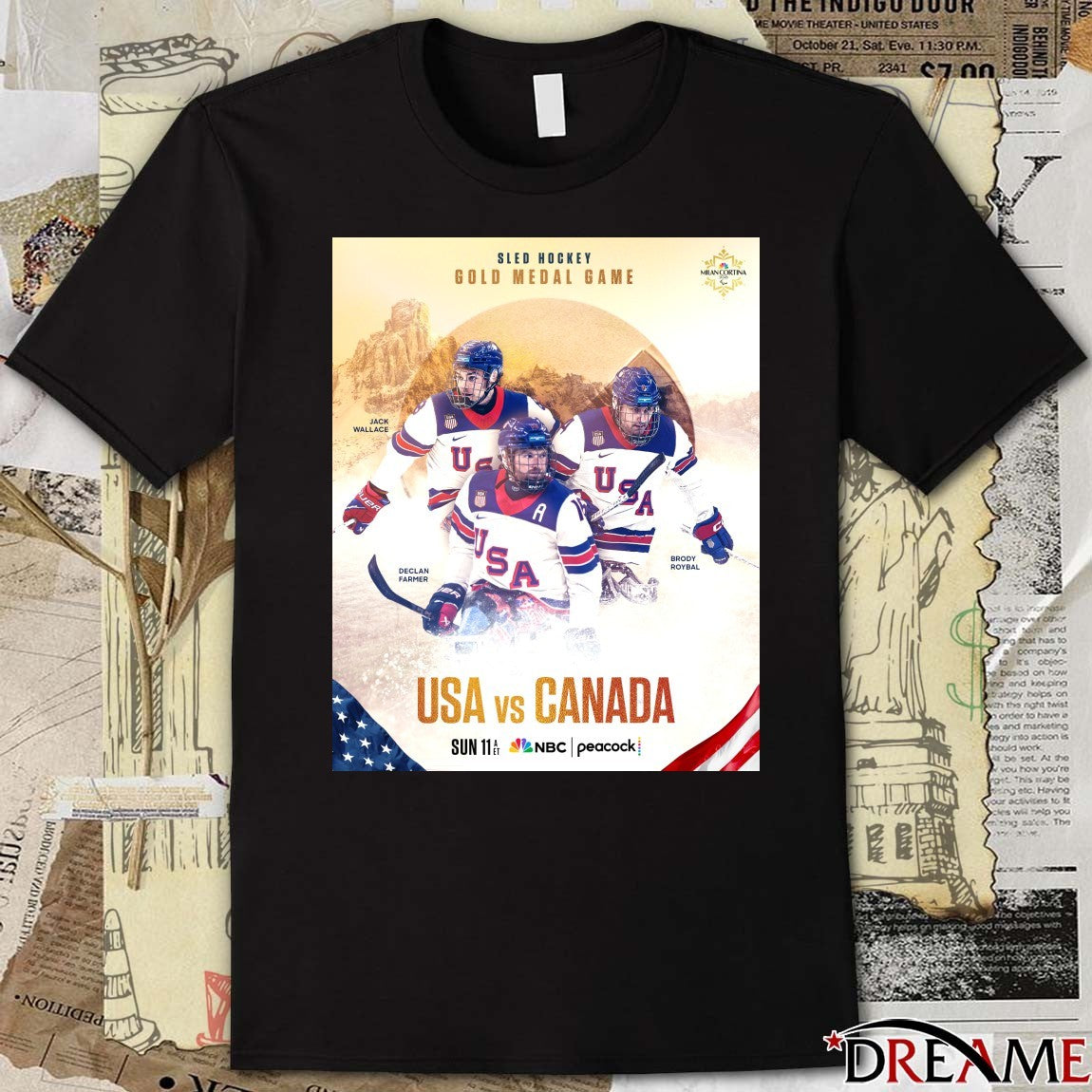 Sled Hockey Gold Medal Game USA Vs Canada Jack Wallace, Declan Farmer and Brody Roybal Poster t-shirt