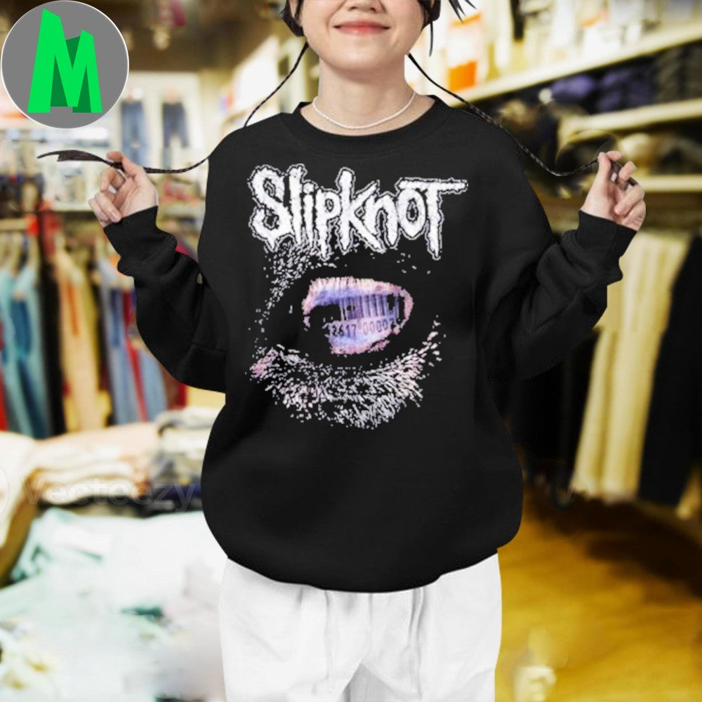 Slipknot Barcode Eye T-Shirt Heavy Metal Band Graphic Tee Concert Merch Official Fan Apparel Black