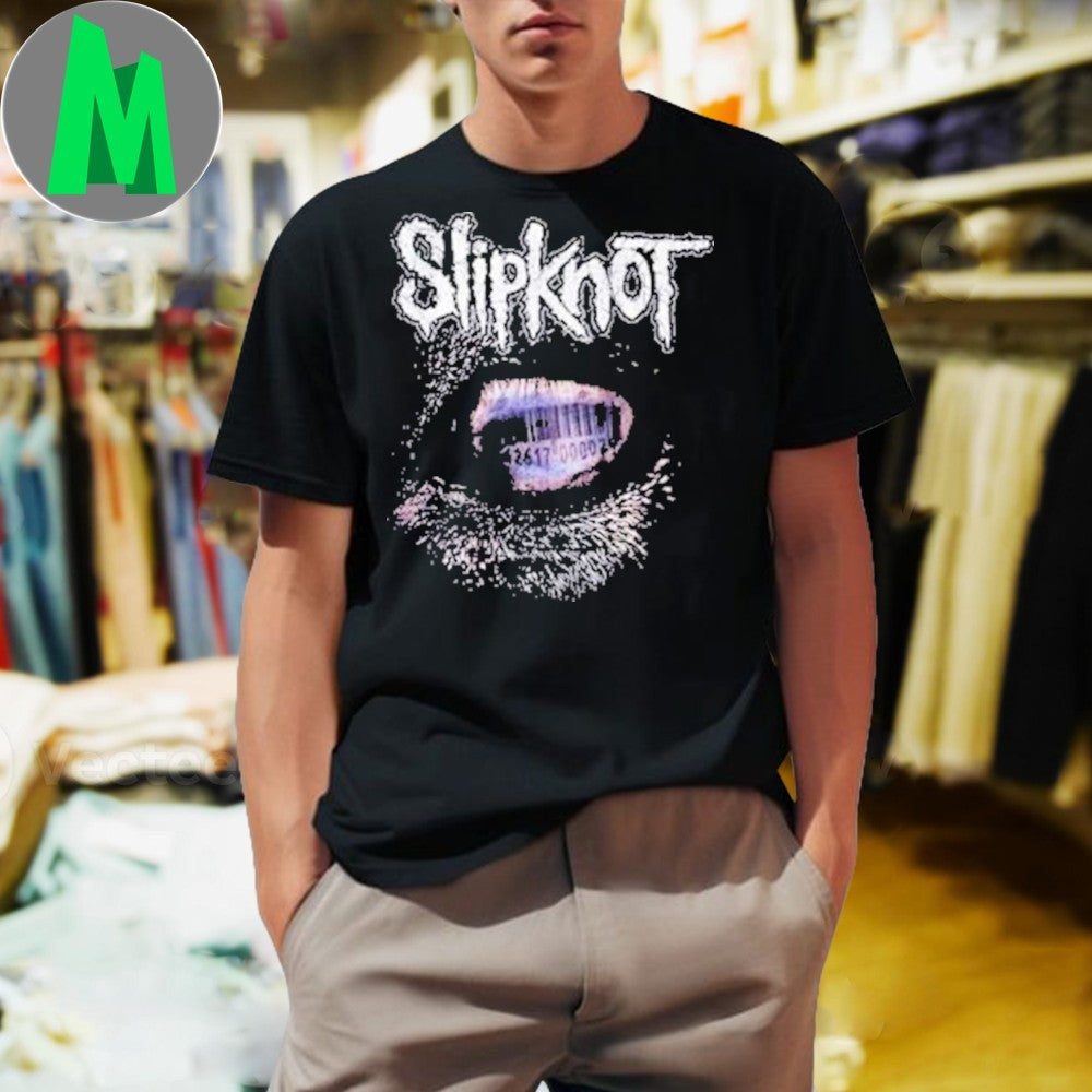 Slipknot Barcode Eye T-Shirt Heavy Metal Band Graphic Tee Concert Merch Official Fan Apparel Black
