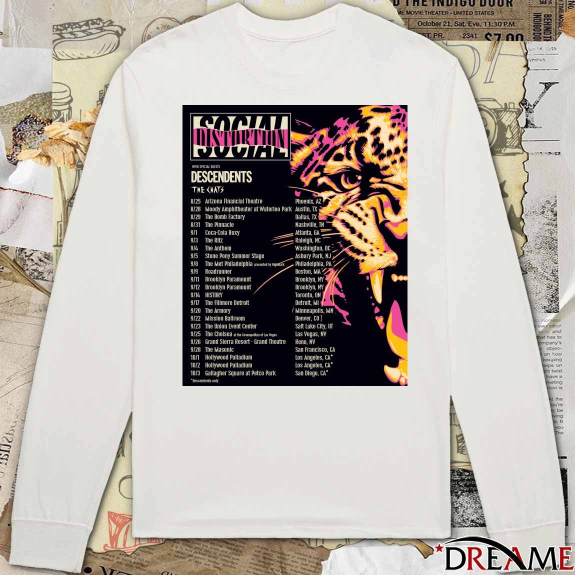 Social Distortion and Descendents 2026 August – October Poster t-shirt