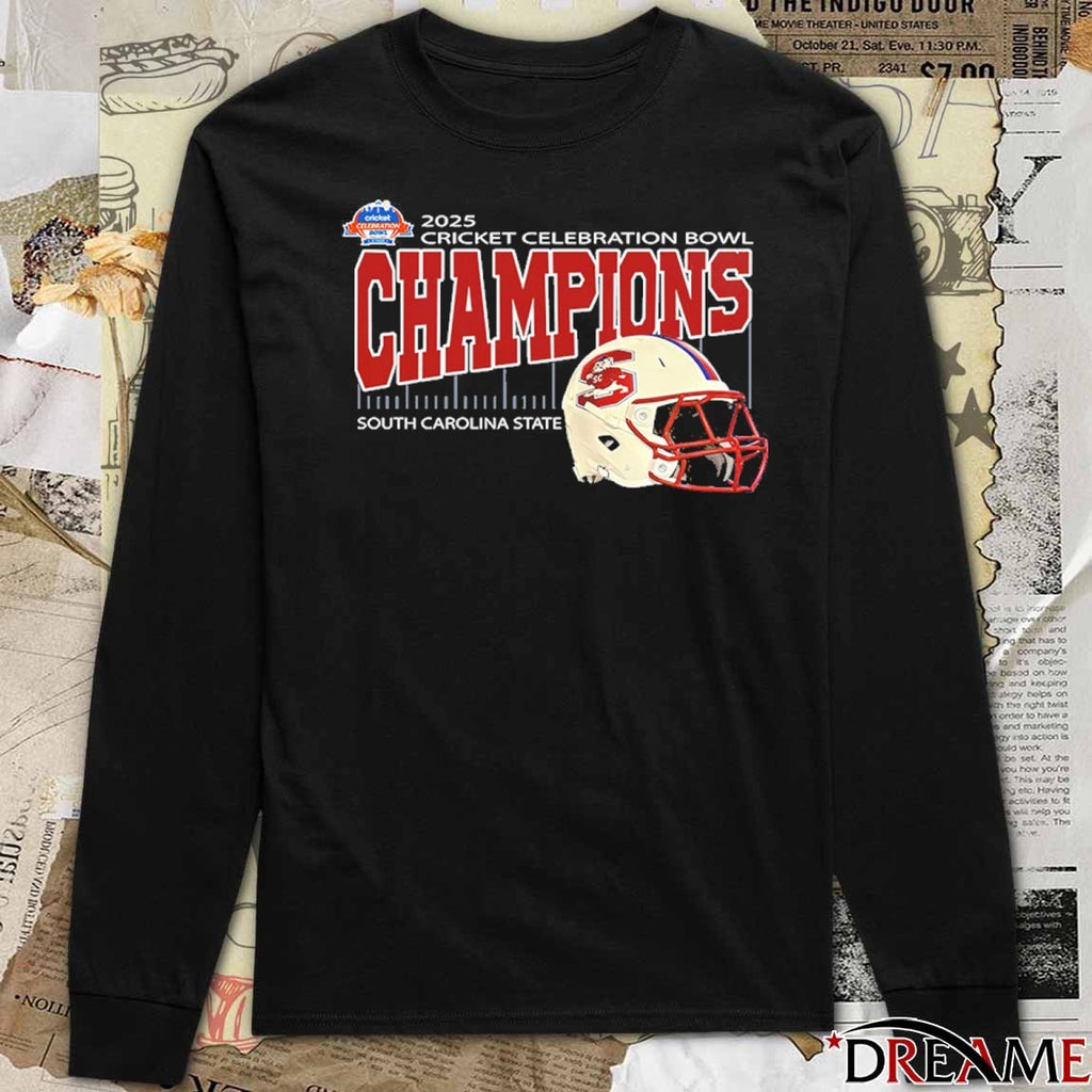 South Carolina State 2025 Cricket Celebration Bowl Champions Mercedes-Benz Stadium Atlanta GA Helmet t-shirt