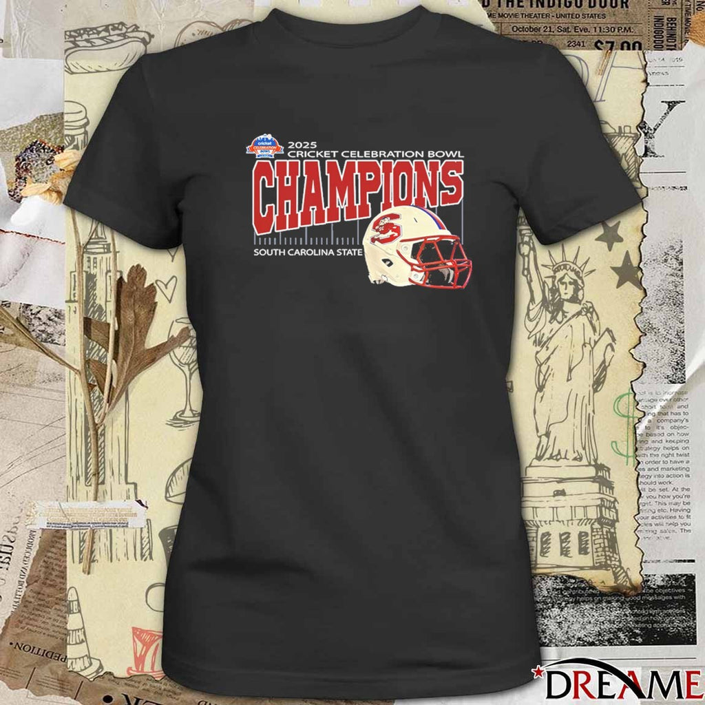 South Carolina State 2025 Cricket Celebration Bowl Champions Mercedes-Benz Stadium Atlanta GA Helmet t-shirt