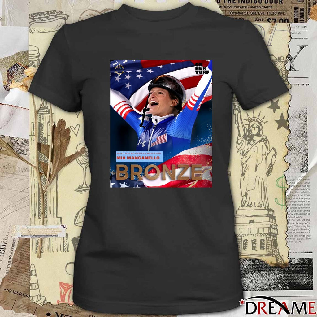 Speed Skating Women’s Mass Start Mia Manganello Bronze Milan Cortina 2026 Poster t-shirt