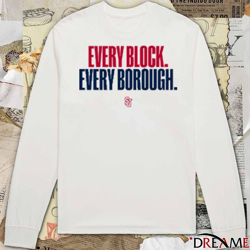 St John’s Red Storm Basketball Every Block Every Borough t-shirt